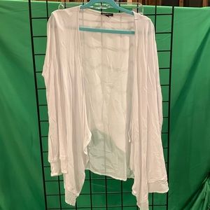 Lane Bryant, pure white with sheer liner three-quarter sleeve cardigan, 22/24